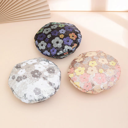 The Colorful Sequined Flowers The Elegant And Artistic Style Of The Beret