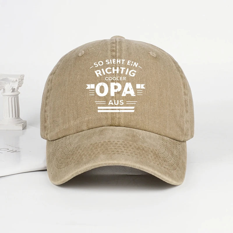 “Cooler Grandpa” German Slogan Vintage-Style Printed Baseball Cap