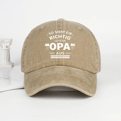 “Cooler Grandpa” German Slogan Vintage-Style Printed Baseball Cap
