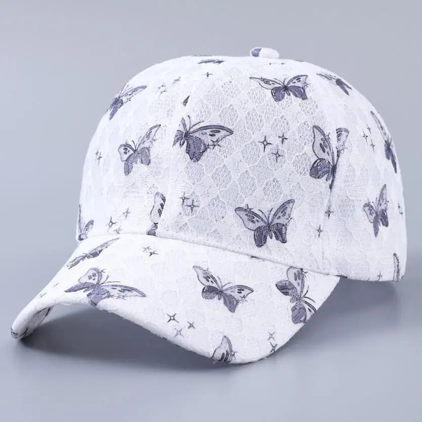 Lace Butterfly Print Decorative Baseball Cap