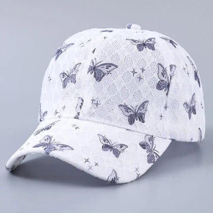 Lace Butterfly Print Decorative Baseball Cap