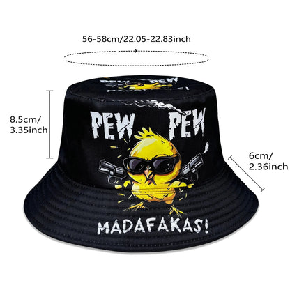 Cool Duck'Pew Pew' 3D Graphic Fisherman Hat, Lightweight Cartoon Duck Design with Glasses
