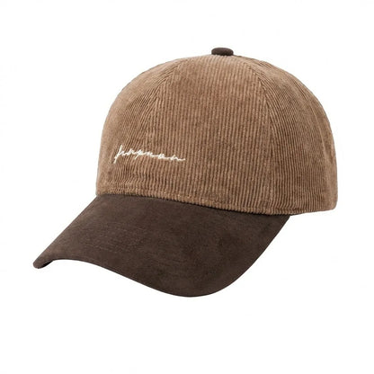 Embroidered Letter Baseball Hat Corduroy Wide Brim Outdoor