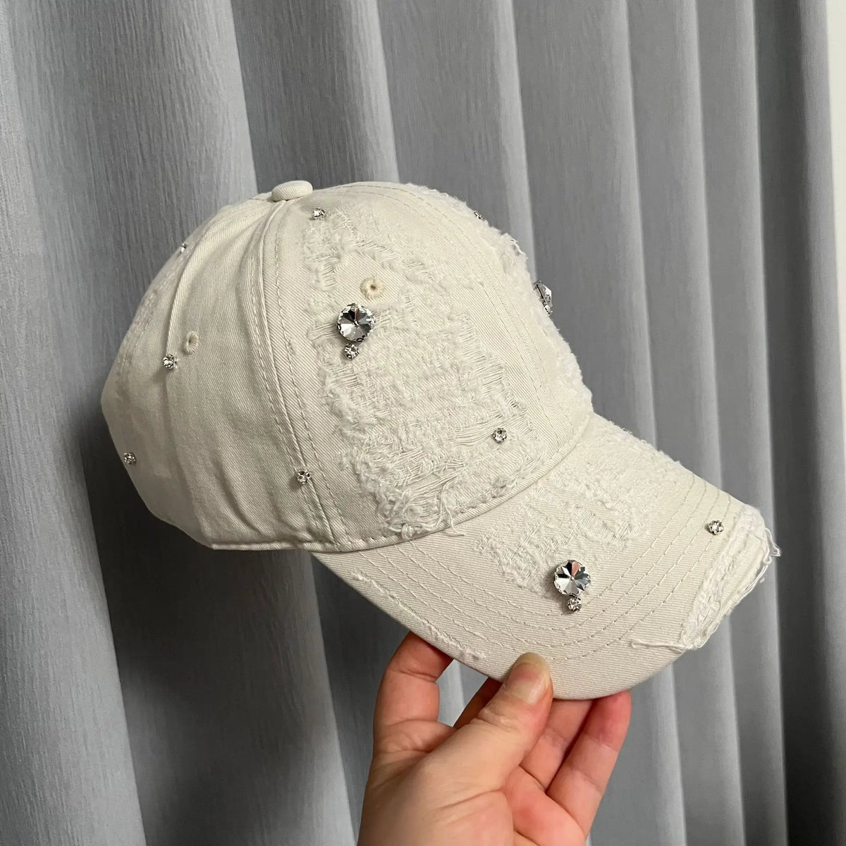 Rhinestone Distressed Baseball Cap