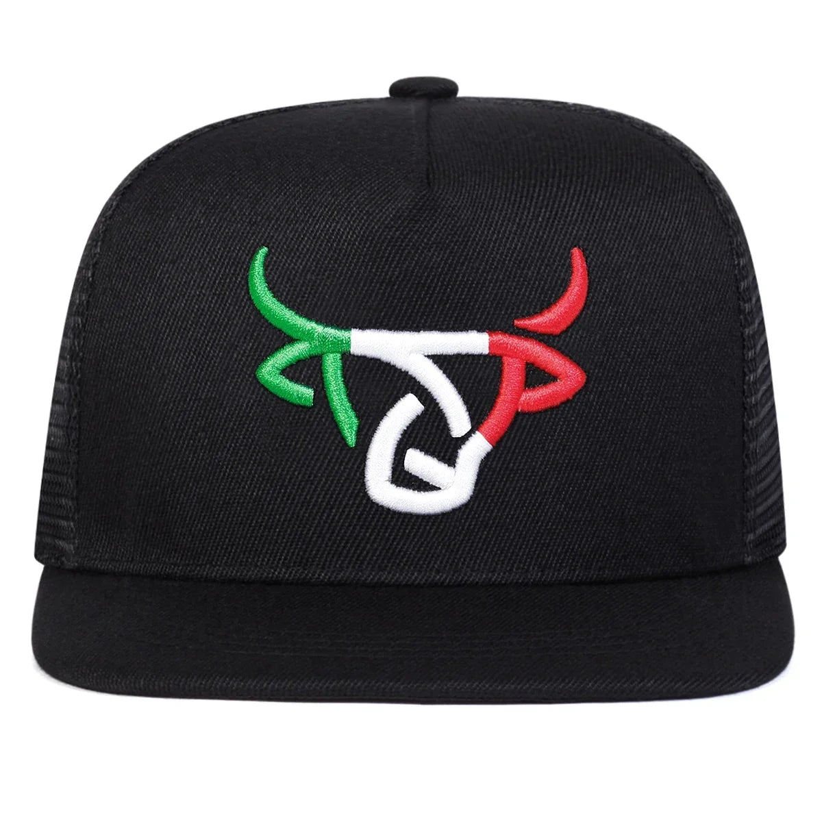 Unisex Ox Head Embroidery Hip-hop Net Hats Spring and Summer