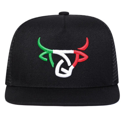 Unisex Ox Head Embroidery Hip-hop Net Hats Spring and Summer