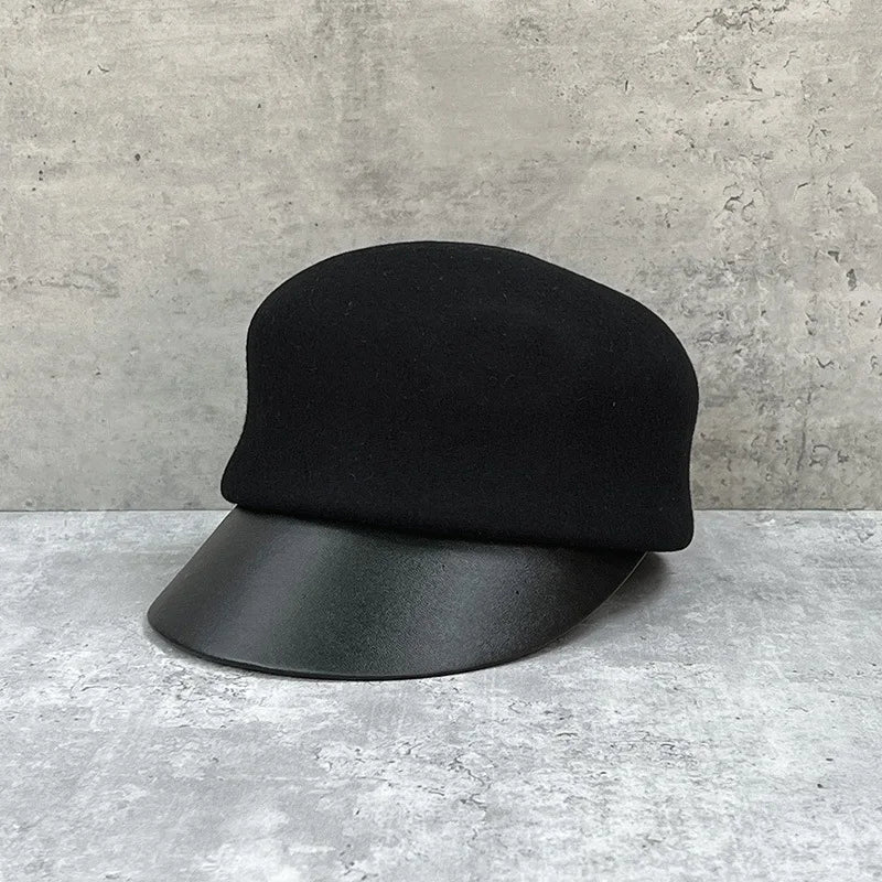 Gentle Beige Wool Equestrian Hat Female Autumn Winter