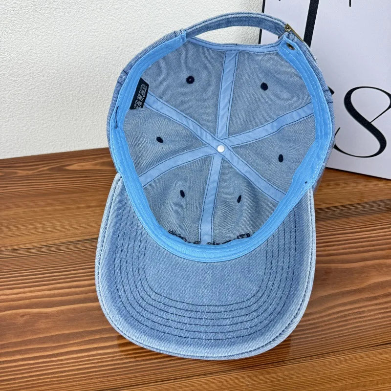 Denim Baseball Cap For Women Men Vintage Thick Cotton Caps Unisex