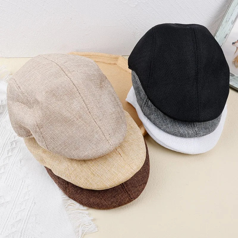 Breathable Linen Cotton Beret Hat Fashion Lightweight Beret Caps