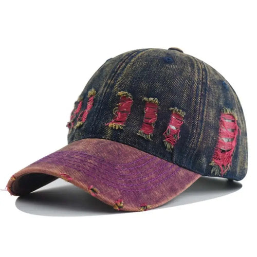 Adjustable Frayed Denim Baseball Cap