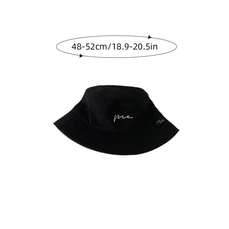 Embroidery Letter Fisherman Hat For Children Sunshade Bucket Cap Solid Cotton Kids Basin Caps 2-6 Year
