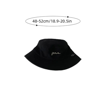 Embroidery Letter Fisherman Hat For Children Sunshade Bucket Cap Solid Cotton Kids Basin Caps 2-6 Year