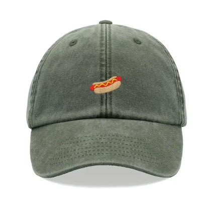 Hotdog Baseball Cap Vintage Washed Unisex Dad Hat Adjustable Faded Sports Sun Food Hiking Gardening Funny