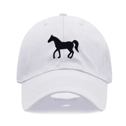 Horse Embroidered Baseball Cap For Women Men Fashion Adjustable Washed Cotton