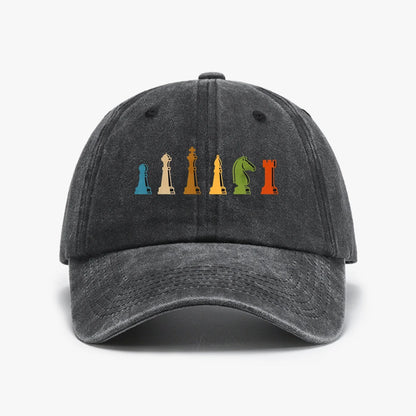 Chess Board Game Washed Baseball Cap