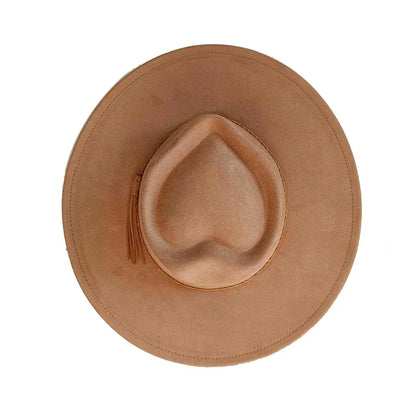 Vegan Suede Hat Teardrop Shape 9.5cm Wide Brim Fedora Hat Men's And Women's