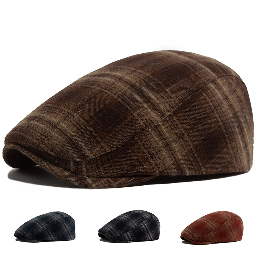 Plaid Herringbone Thin Beret Summer Men Women‘s Vintage Casual Flat Hat