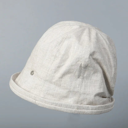 Linen Curled Edge Sun Hats For Women Foldable Bucket Hat Summer Visors Caps