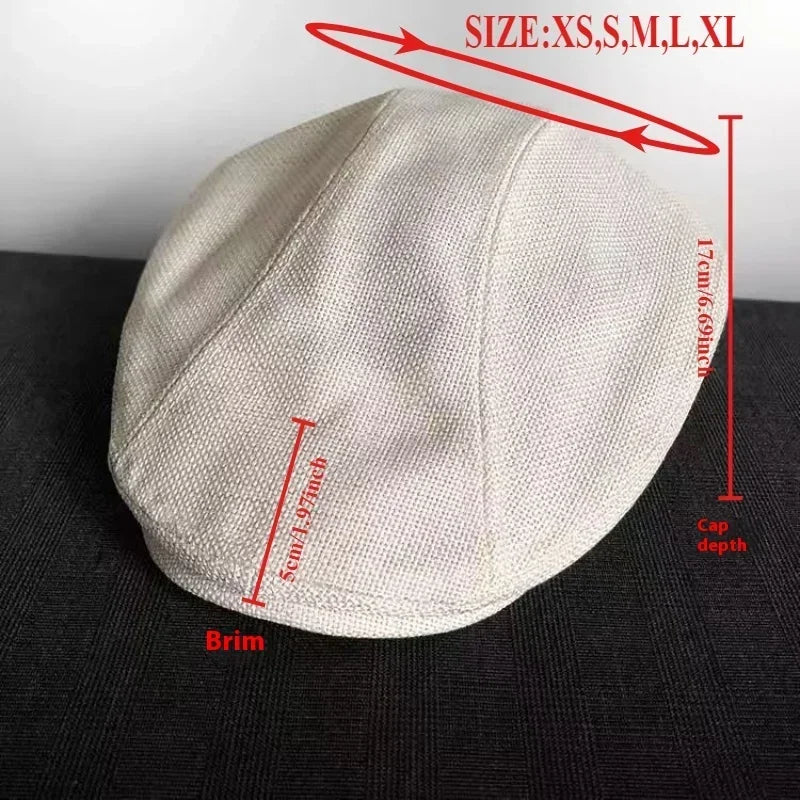 Big Size Summer Linen Solid Newsboy Caps