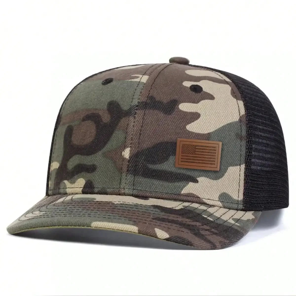 Unisex American Flag Leather Label Baseball Net Caps Spring Summer