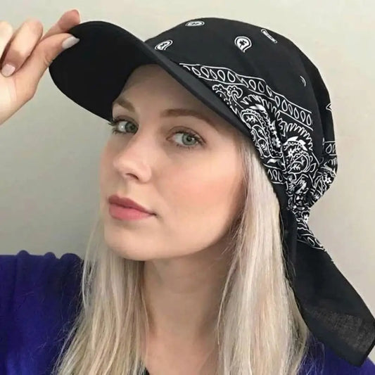 Fashion Wide Brim Baseball Caps Head Scarf Pre-Tied Breathable