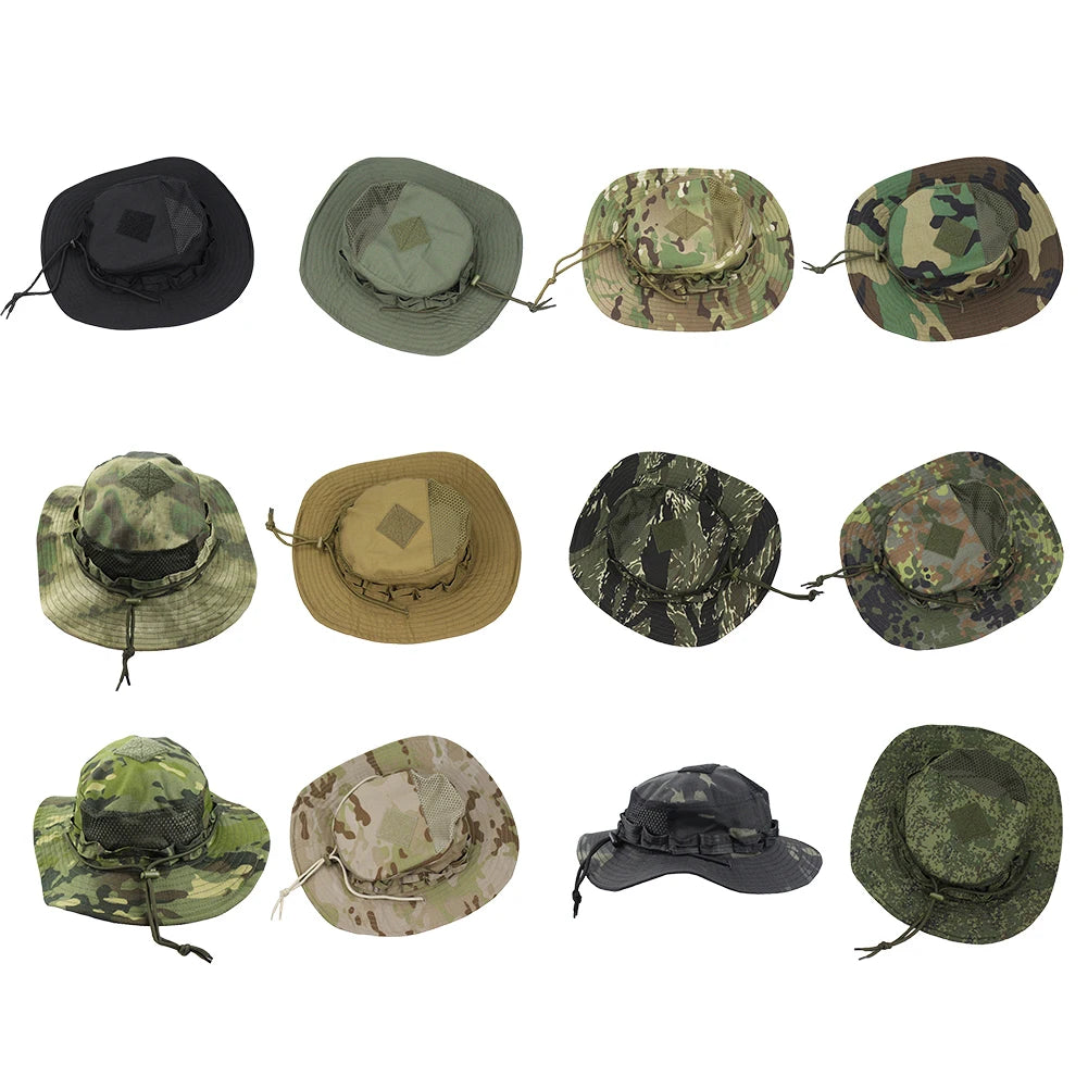 Camouflage Enthusiasts Square Pocket Camo Bonnie Cap US Bucket Benny Hats Fishing