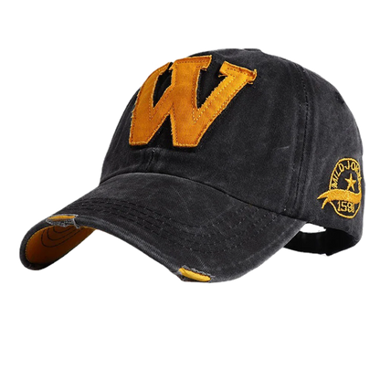 2025 W Letter Embroidery Washed Cotton Baseball Cap