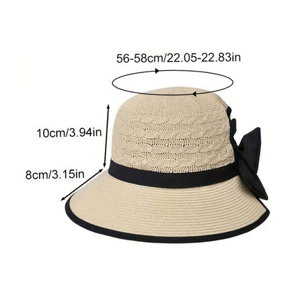 Summer Beach Straw Sun Hat Breathable French Style Bowknot Straw Hats