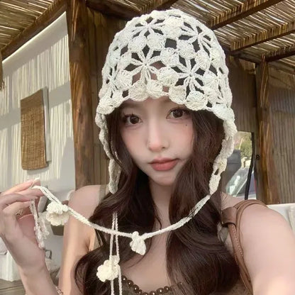 Retro Chic Handcrafted Knit Beret For Women - Japanese Style