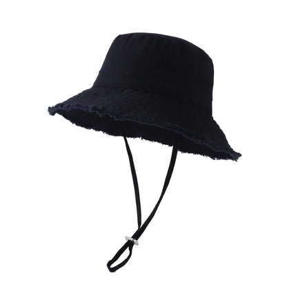 Summer Fisherman Cap For Women Solid Wide Brim Bucket Hat
