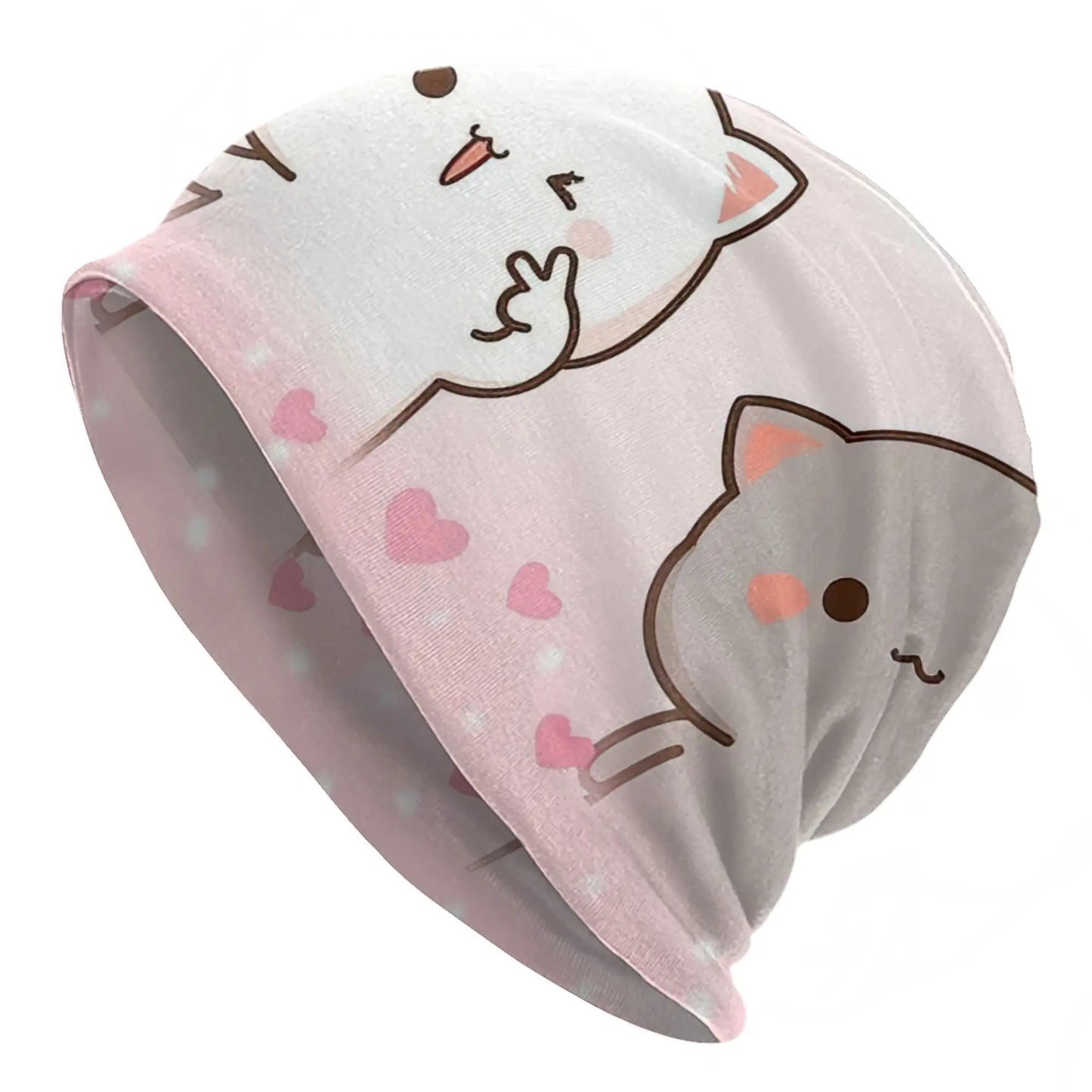 Kawaii Peach Cat Eating Strawberry Cake Caps Goma Mochi Men Women