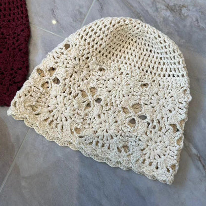 Handmade Crochet Hollow Head Japan Knit Cap Spring Summer