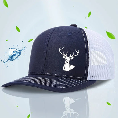 White Deer Head Printed Baseball Cap for Men and Women