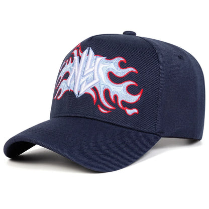 Unisex NY Flame Embroidery Baseball Caps Spring Autumn