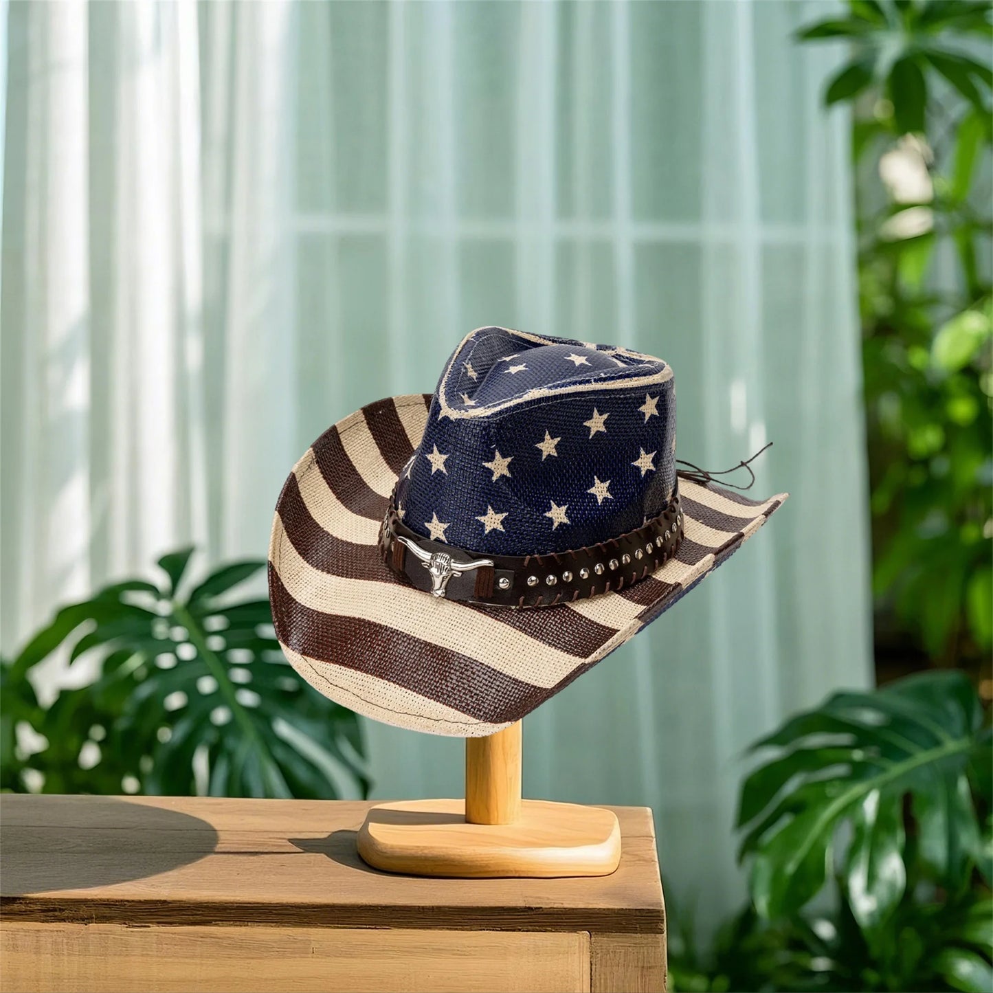 American Flag Cowboy Hat For Women Men Patriotic Western Cap