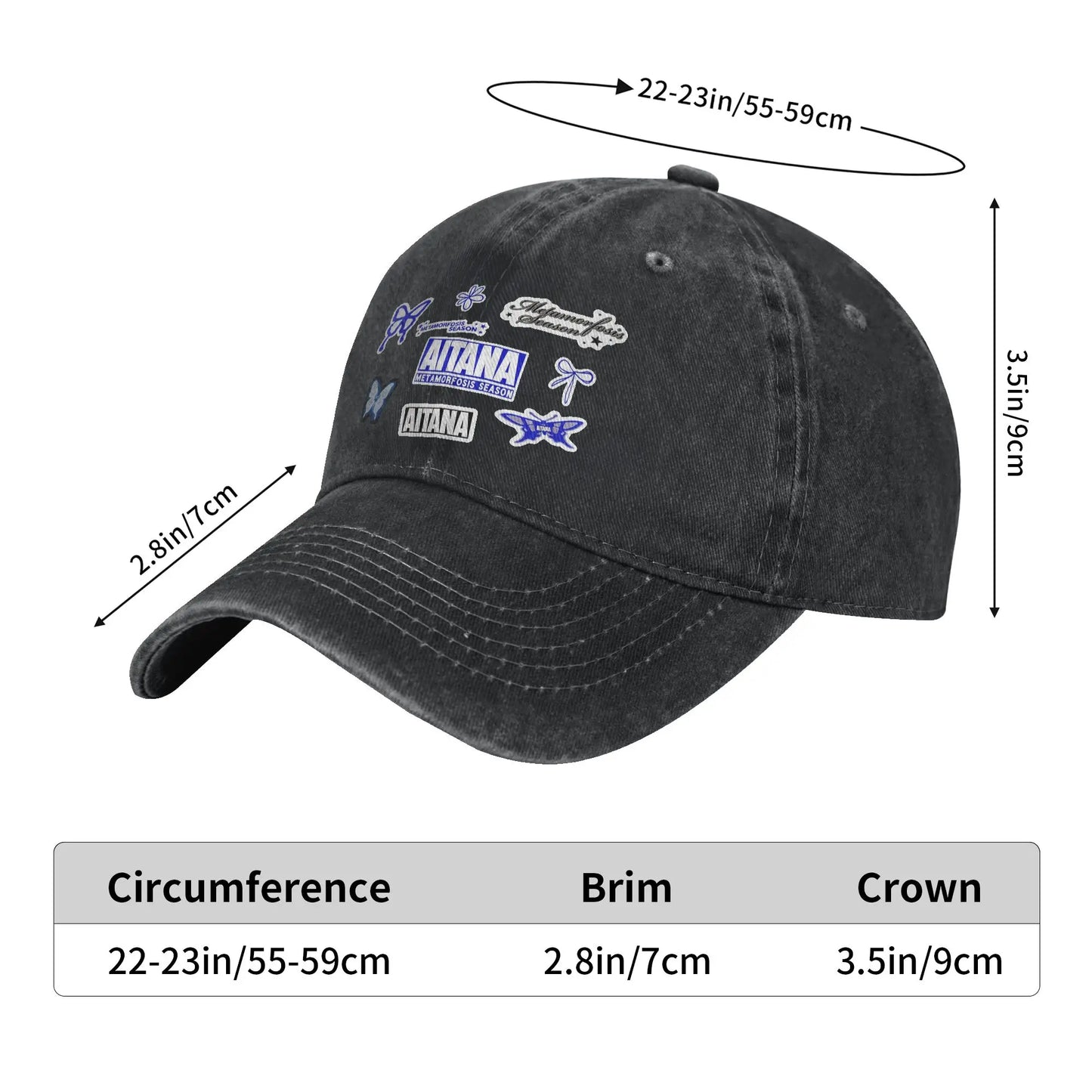 Butterfly Aitana Baseball Cap Classic Distressed Denim Singer Album Tour Snapback Cap
