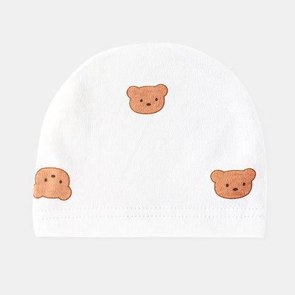 Soft Infant Beanies Caps Baby Hat Cartoon Bear Boneless Muslin Hat Newborn 0-3M