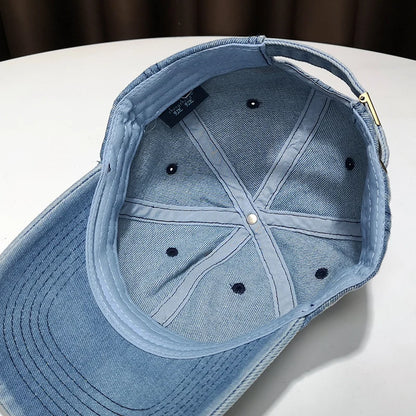 Blue Cowboy Baseball Cap Men And Women Fall White British Visor