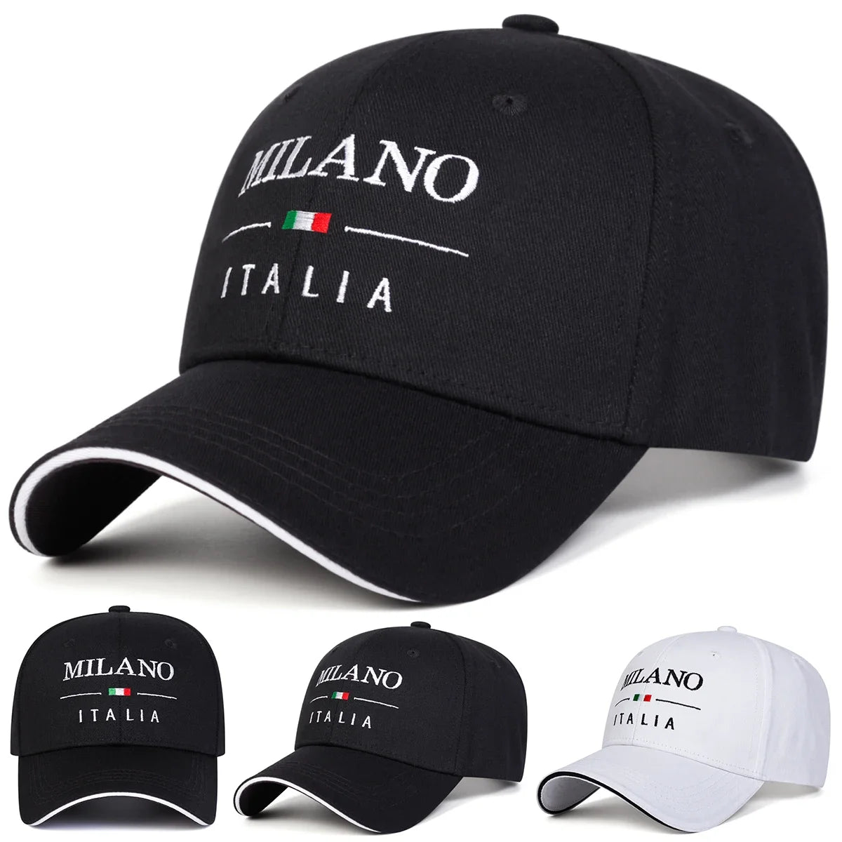 Unisex Milano Italia Letter Embroidery Baseball Caps Spring Autumn