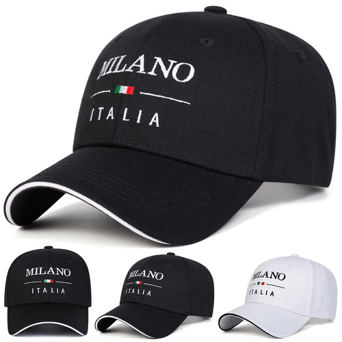 Unisex Milano Italia Letter Embroidery Baseball Caps Spring Autumn