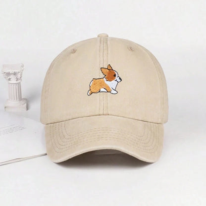 Cute Corgi Embroidered Baseball Cap for Men and Women