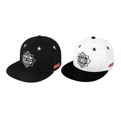 Korean-Style Trendy Embroidered Hexagram 45-Degree Hard-Top Flat-Brim Hat