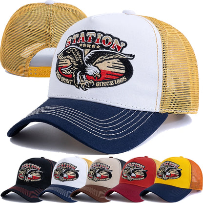 Unisex Summer Fishing Cap with Big Eagle Embroidery Men Women