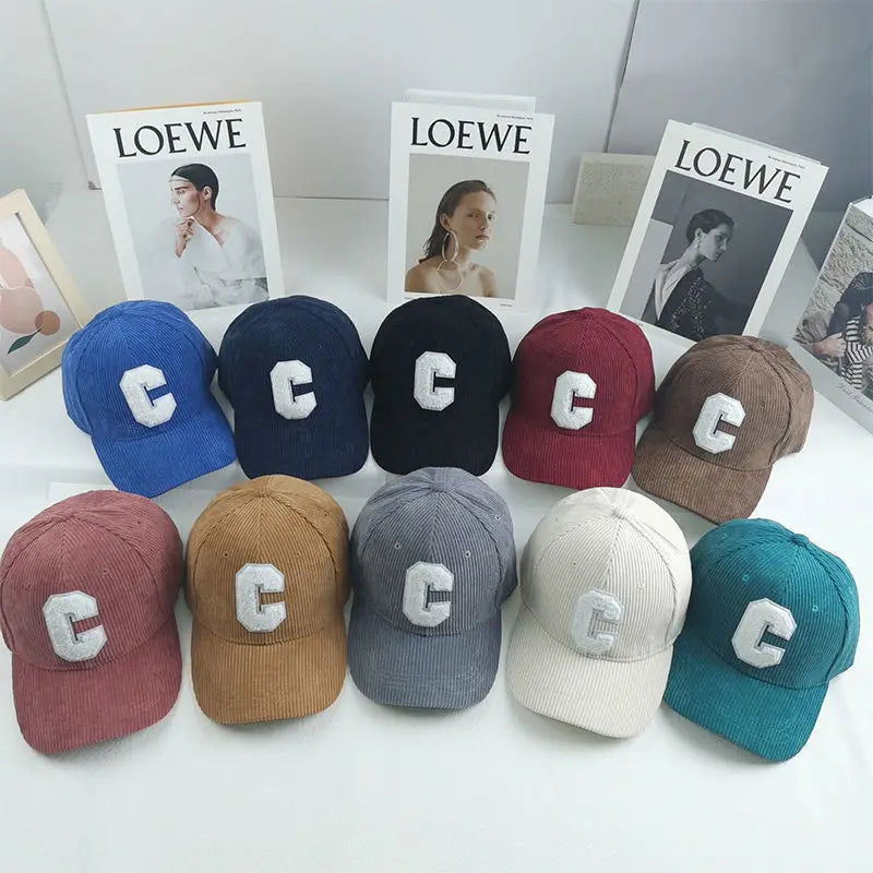 Corduroy Baseball Cap Ladirs Fashion C Letter