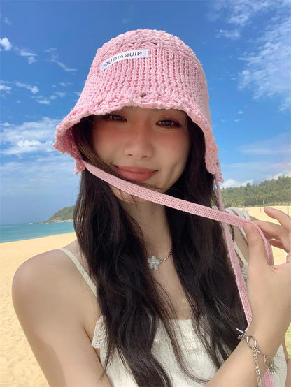 2026 New Korean Sle Woven Hollow Fierman Hat