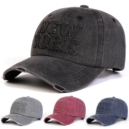 Unisex New York Stickers Embroidery Wash Baseball Caps