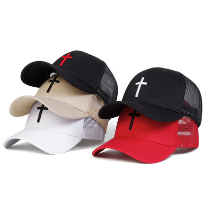 Unisex Cross Embroidery Baseball Net Caps Hip Hop Cap Spring Summer