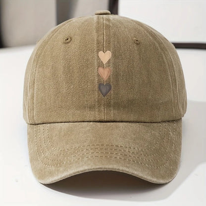 Comfortable Style Women's Casual Baseball Cap with Heart-Shaped Print Design Outdoor Activities