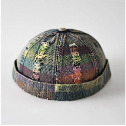Vintage Painted Rainbow Denim Docker Cap