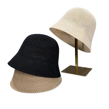 Women Bucket Hat Summer Hollow Out Thin Breathable Sun Hat